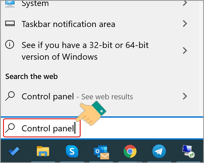 Mở cửa sổ Window trên máy tính gõ Control Panel