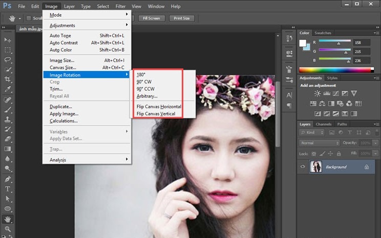 Hướng dẫn xoay hình trong photoshop