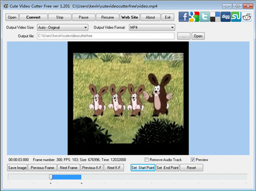 Phần mềm cắt video nhanh Cute Video Cutter