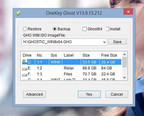 Cách ghost máy tính bằng OneKey Ghost