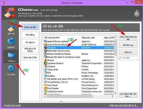Cách gỡ bỏ phần mềm tận gốc bằng Ccleaner
