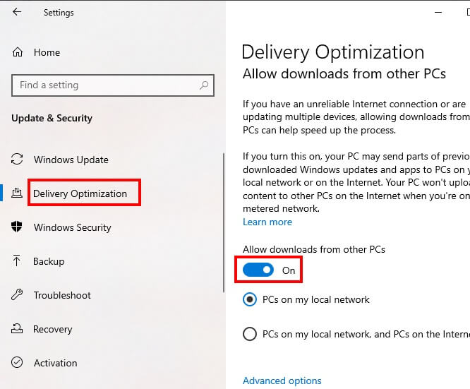 Cách tăng tốc độ mạng wifi bằng cách Tắt tính năng Windows Update Delivery Options nhanh