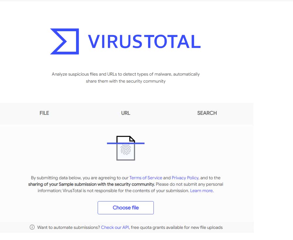 Công cụ quét virus online Virustotal.com