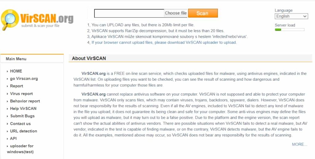 Công cụ quét virus online VirScan