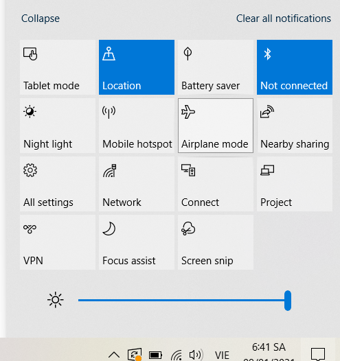  laptop không kết nối được wifi vì bật chế độ máy bay