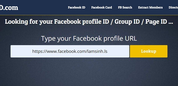 Cách lấy iD Facebook cá nhân bằng Lookup-ID