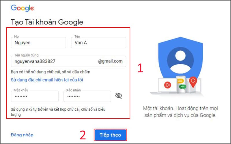 đăng ký gmail  - 1