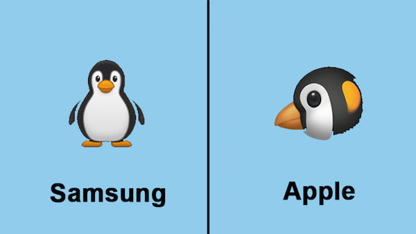 icon chim cánh cụt ở Samsung và Apple