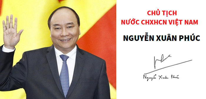 Chữ ký của Chủ tịch nước Việt Nam Nguyễn Xuân Phúc