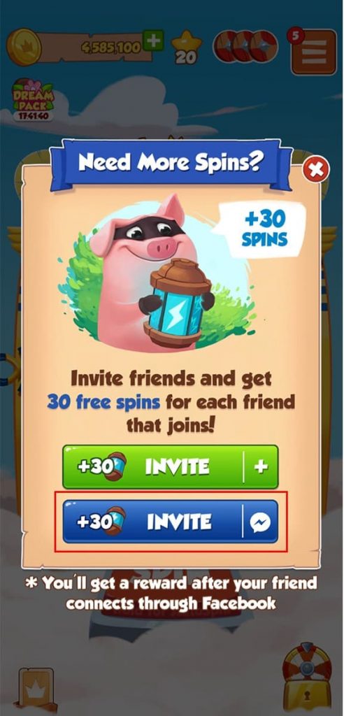Chạy Spin miễn phí mời bạn bè trên Facebook