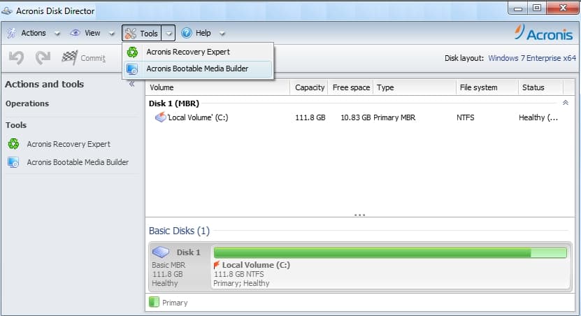 Acronis Disk Director - phần mềm chia ổ cứng