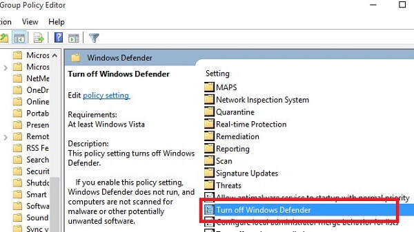 Tắt Windows Defender Win 10 bằng Local Group Policy