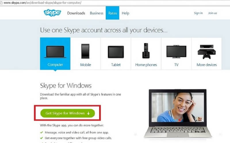 Cách tải Skype về máy tính