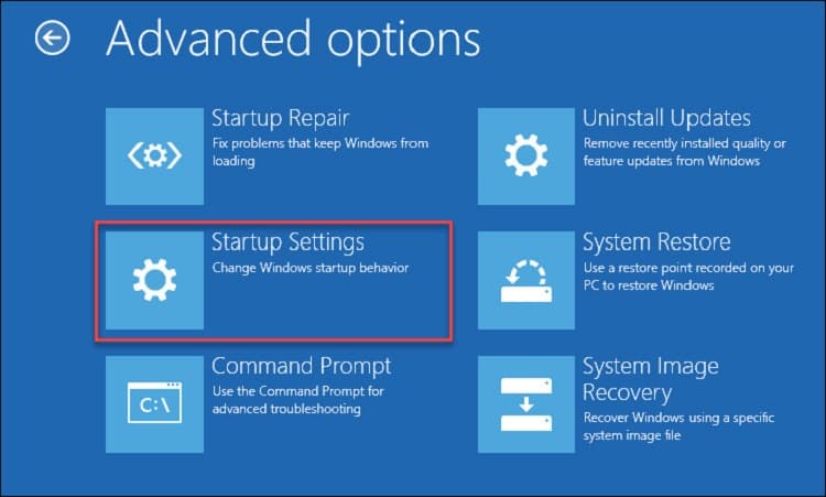 Mở safe mode bằng Settings